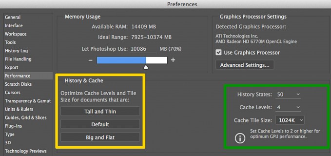 cache levels photo editing performance