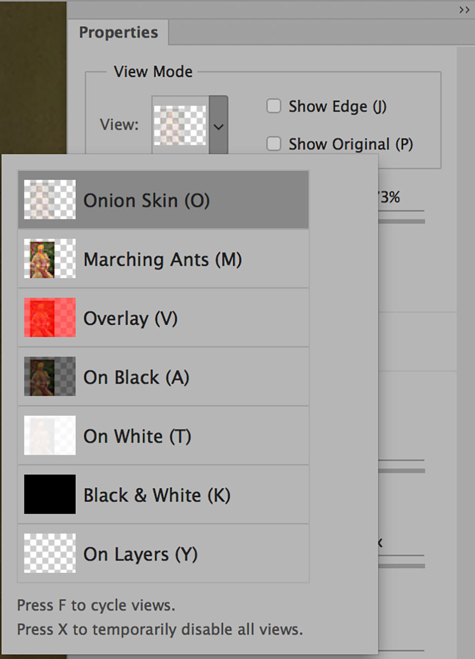 select and mask in photoshop view modes lineup