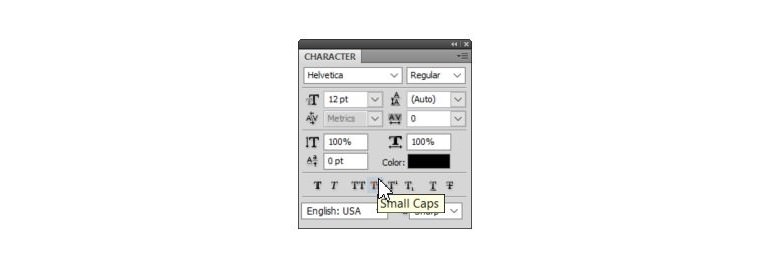 photoshop typography where to find small caps