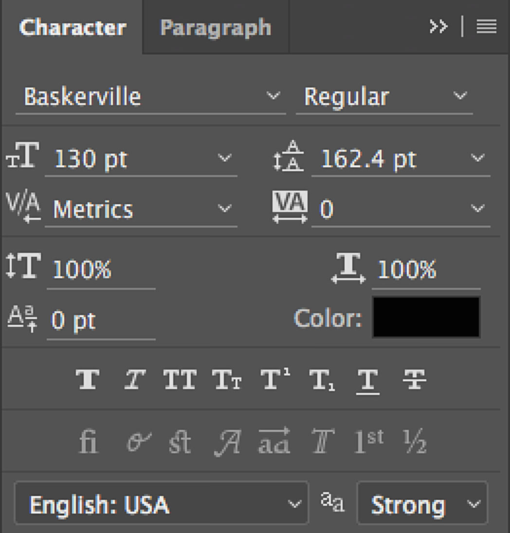 photoshop character panel anti aliasing choices